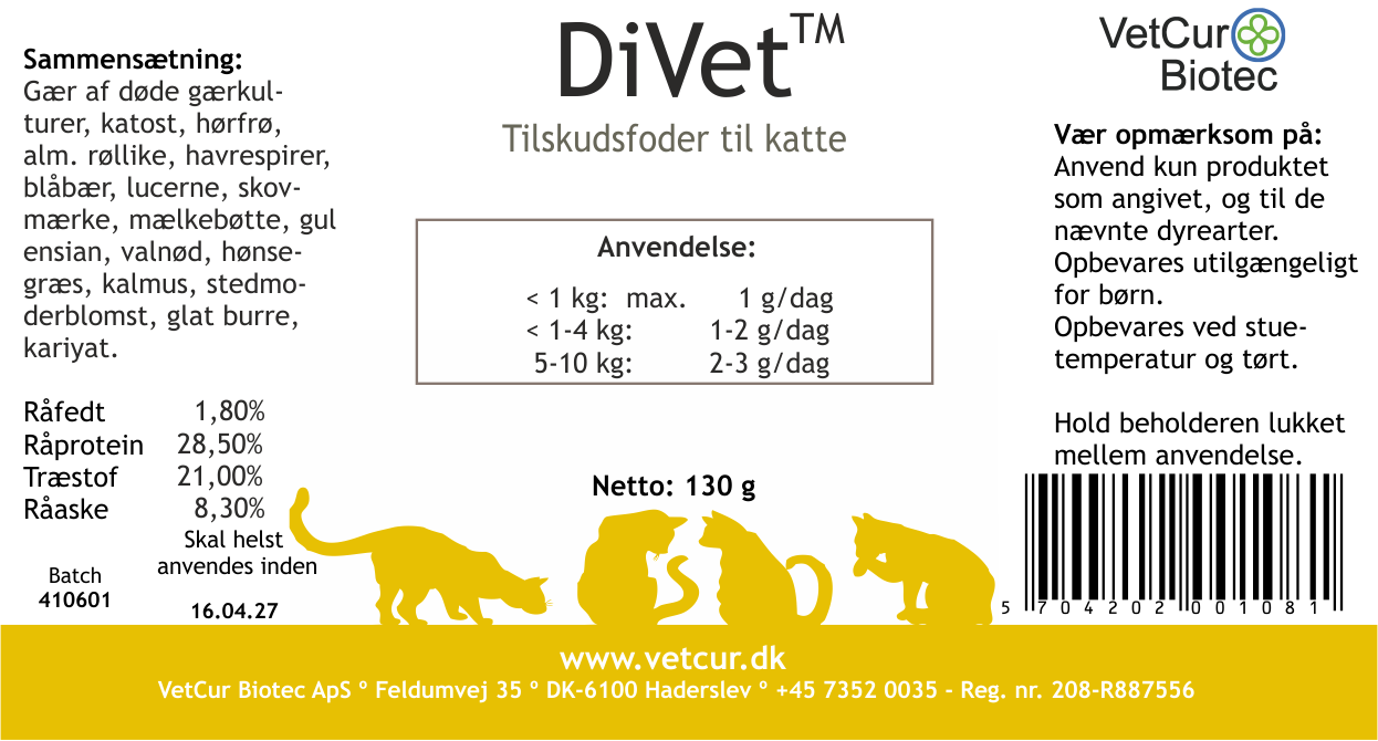 DiVet 180 stk. Kapsler – Kat - bedstevendk