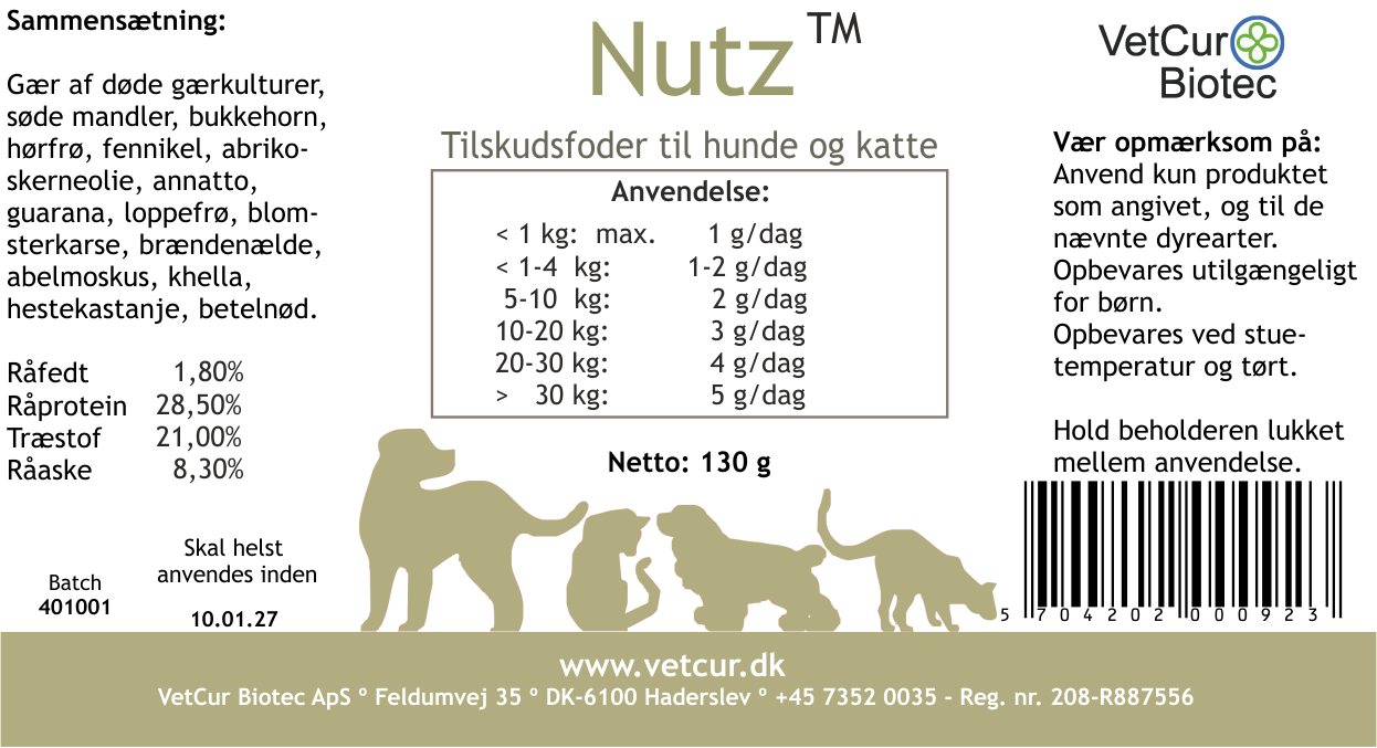 Nutz 130g Pulver – Hund & Kat - bedstevendk