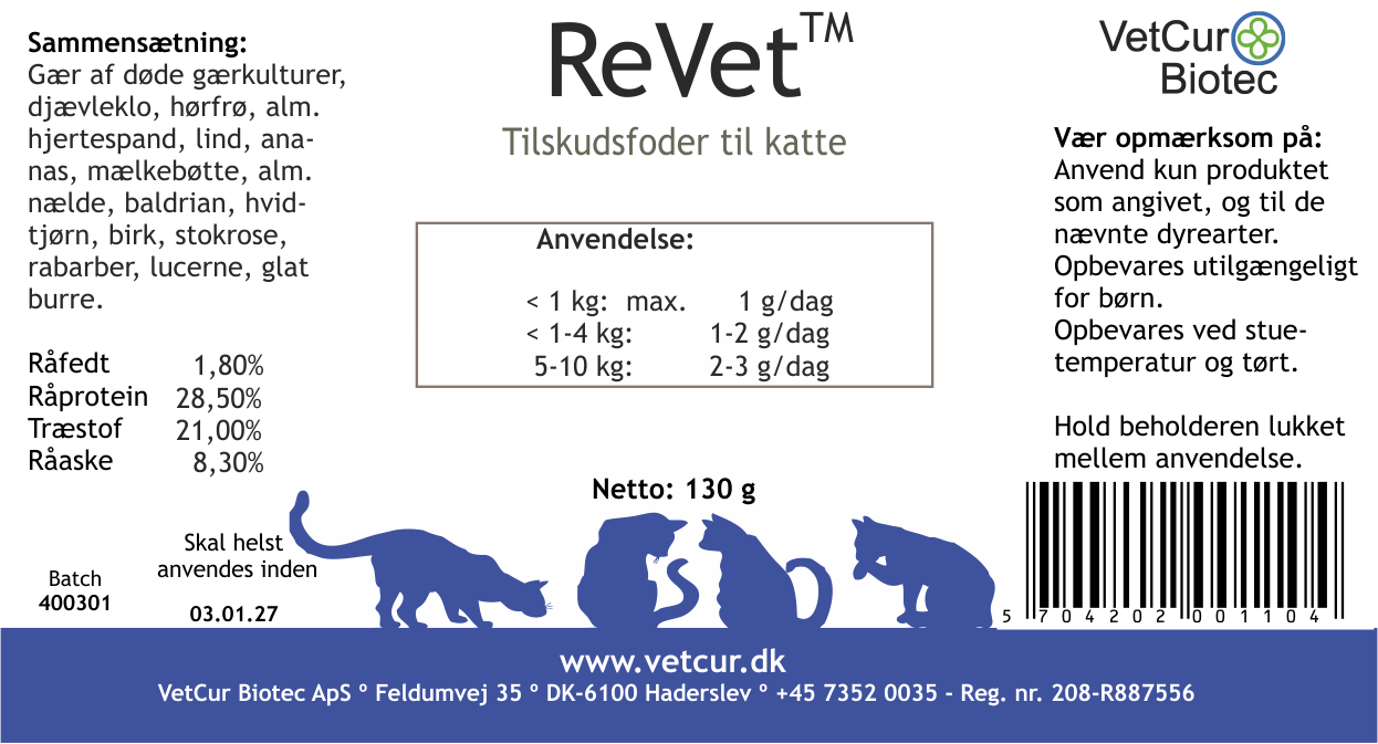 ReVet 130g Pulver – Kat - bedstevendk