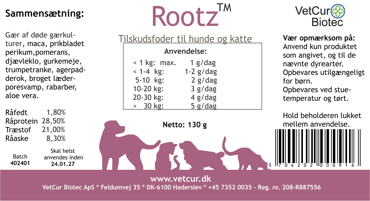 Rootz 130g Pulver – Hund & Kat - bedstevendk