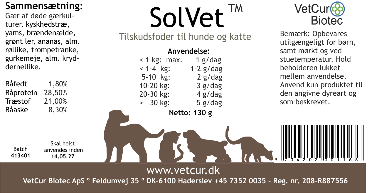 SolVet 130g Pulver – Hund & Kat - bedstevendk